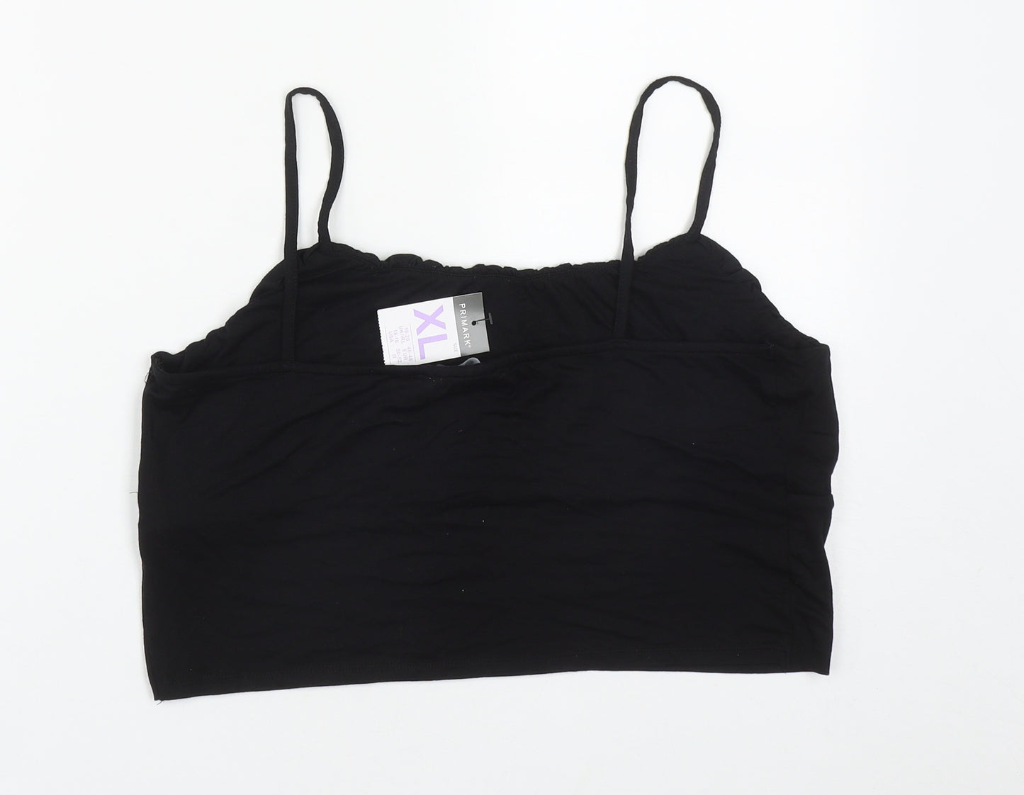 Primark Womens Black  Viscose Cropped Tank Size XL Square Neck