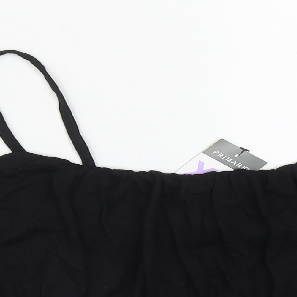 Primark Womens Black  Viscose Cropped Tank Size XL Square Neck