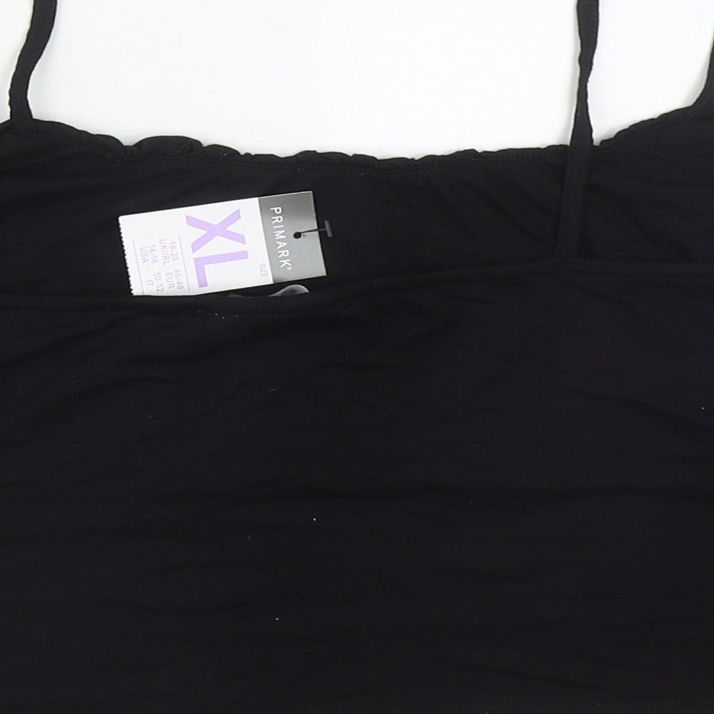 Primark Womens Black  Viscose Cropped Tank Size XL Square Neck
