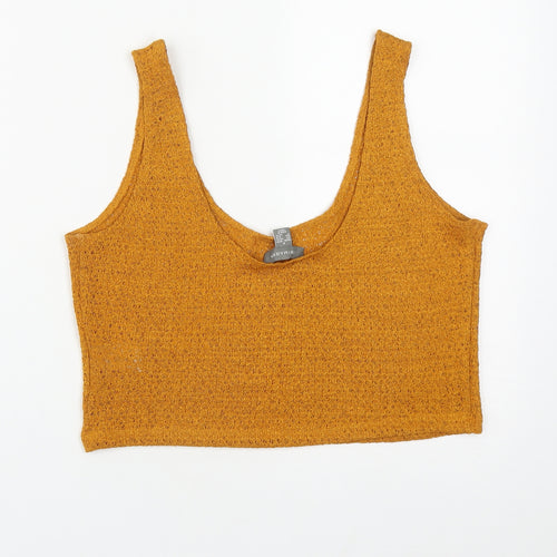Primark Womens Brown  Polyester Cropped Tank Size M Round Neck