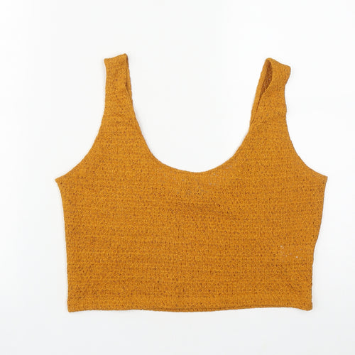 Primark Womens Brown  Polyester Cropped Tank Size M Round Neck