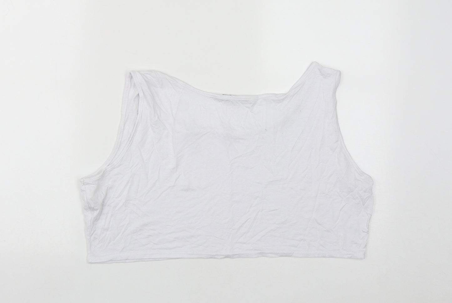 Boohoo Womens White  Viscose Cropped Tank Size 24 Round Neck