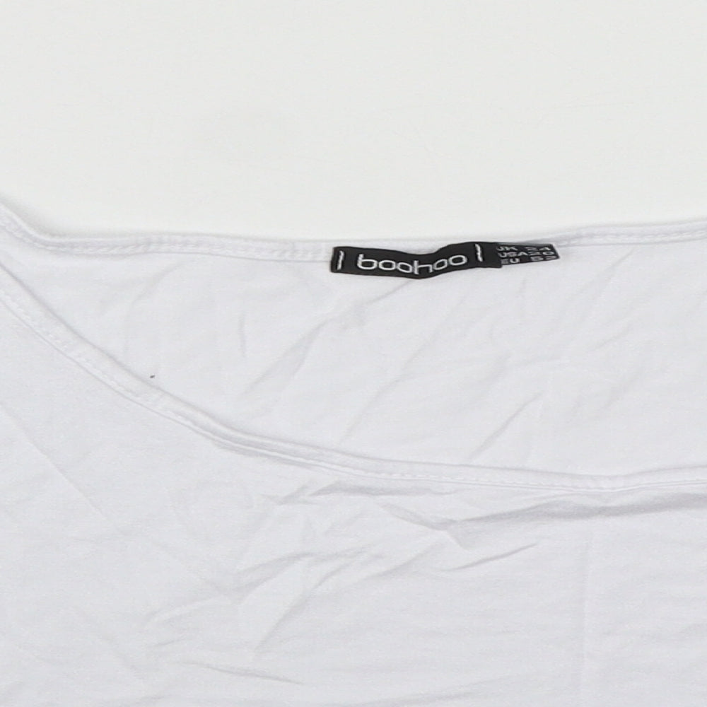 Boohoo Womens White  Viscose Cropped Tank Size 24 Round Neck