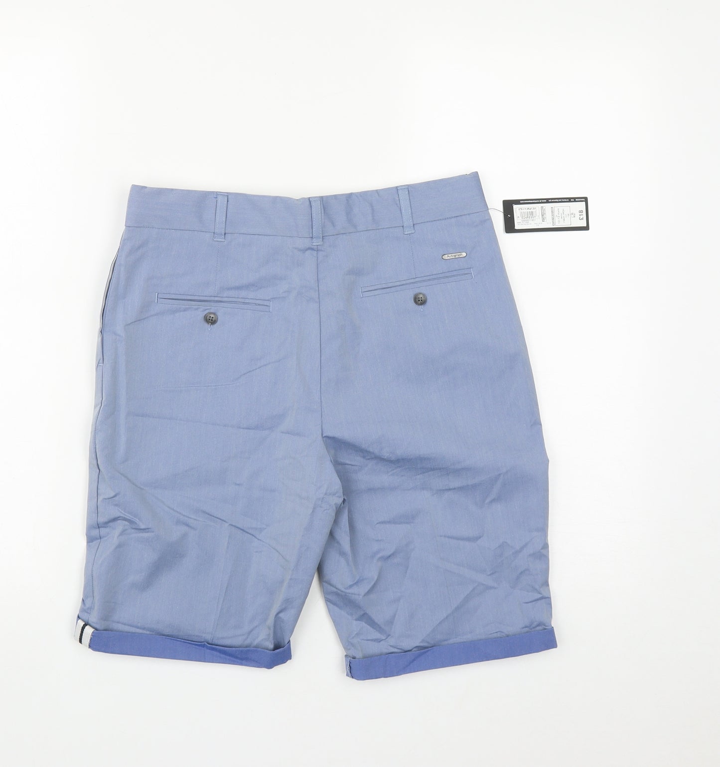 Marks and Spencer Boys Blue  Cotton Bermuda Shorts Size 12-13 Years L8 in Regular Zip