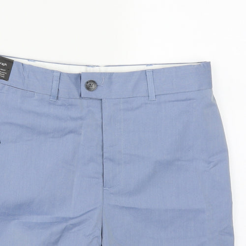 Marks and Spencer Boys Blue  Cotton Bermuda Shorts Size 12-13 Years L8 in Regular Zip