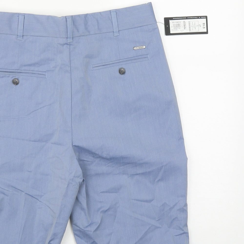 Marks and Spencer Boys Blue  Cotton Bermuda Shorts Size 12-13 Years L8 in Regular Zip