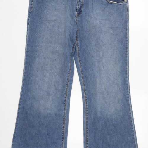 New Look Womens Blue  Cotton Bootcut Jeans Size 16 L27 in Regular Zip