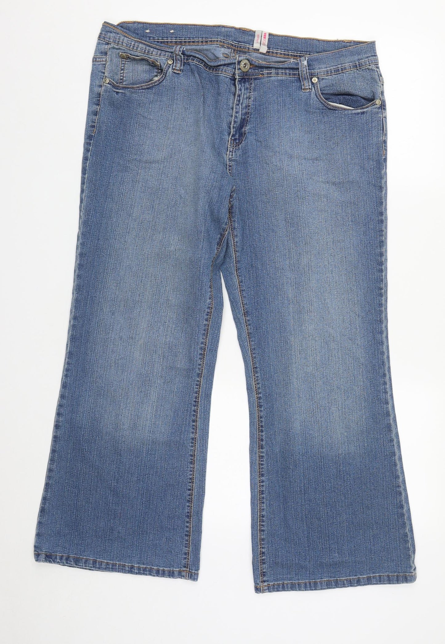 New Look Womens Blue  Cotton Bootcut Jeans Size 16 L27 in Regular Zip