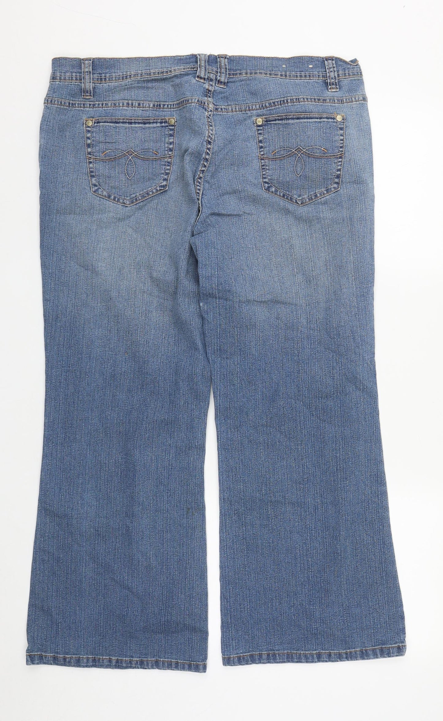 New Look Womens Blue  Cotton Bootcut Jeans Size 16 L27 in Regular Zip