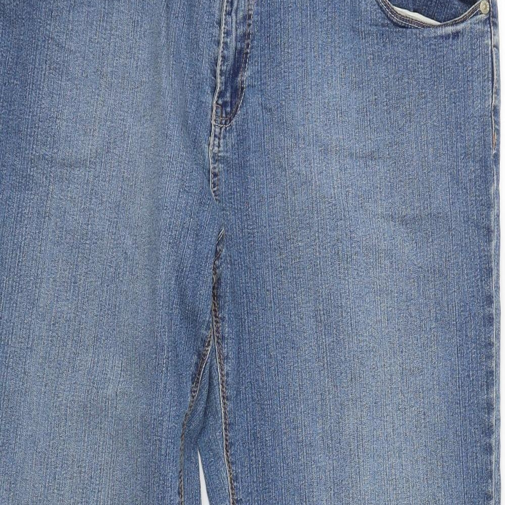 New Look Womens Blue  Cotton Bootcut Jeans Size 16 L27 in Regular Zip