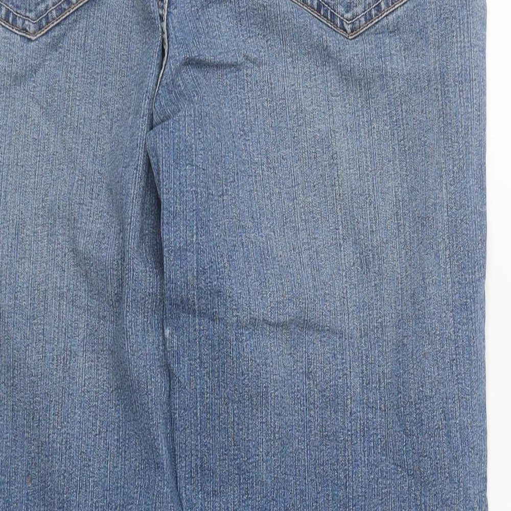 New Look Womens Blue  Cotton Bootcut Jeans Size 16 L27 in Regular Zip