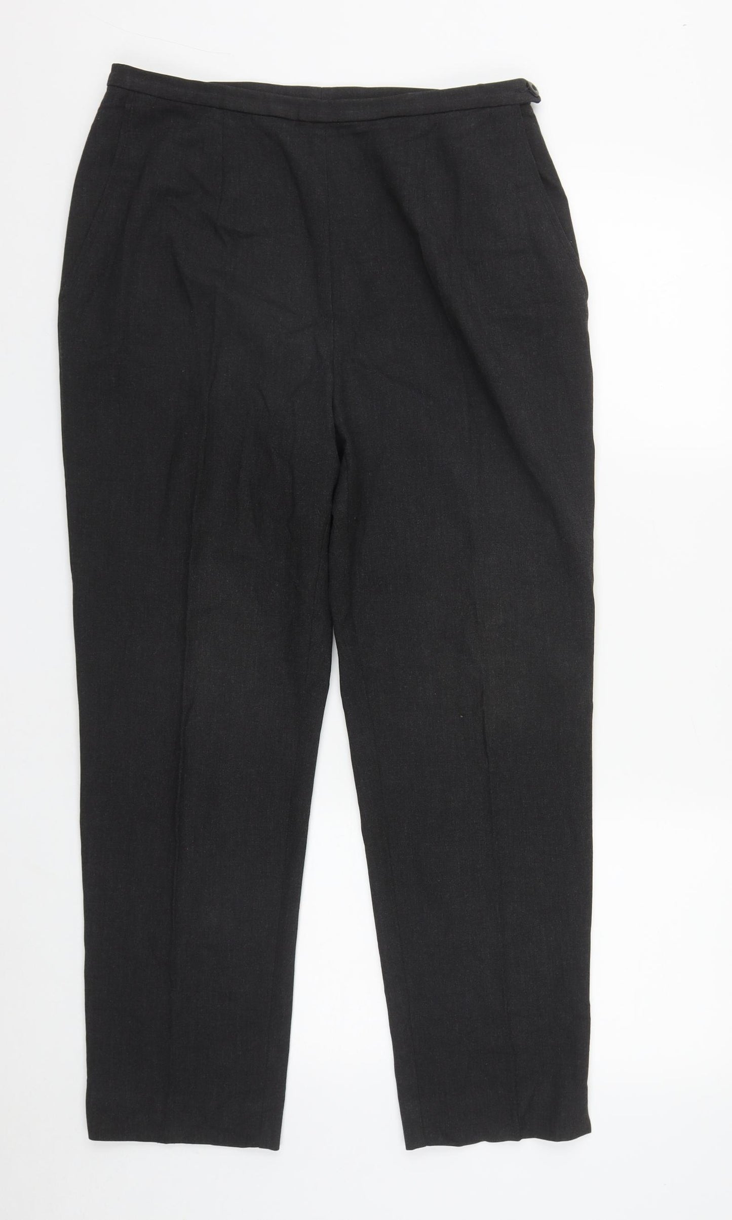 Marks and Spencer Womens Grey  Cotton Trousers  Size 16 L27 in Regular Zip