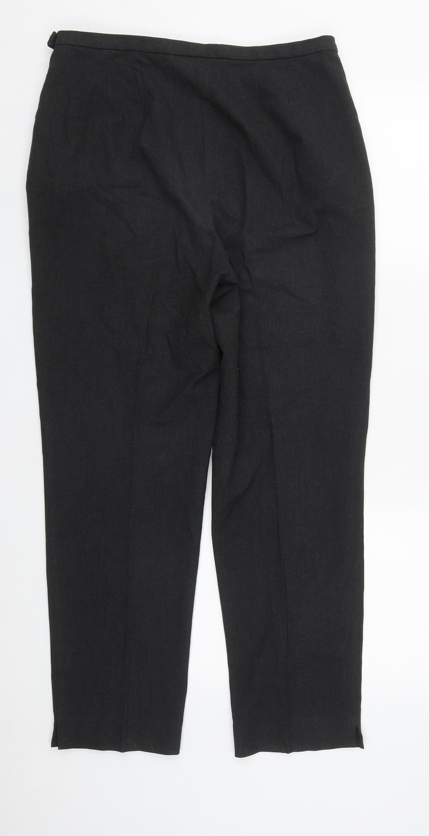 Marks and Spencer Womens Grey  Cotton Trousers  Size 16 L27 in Regular Zip