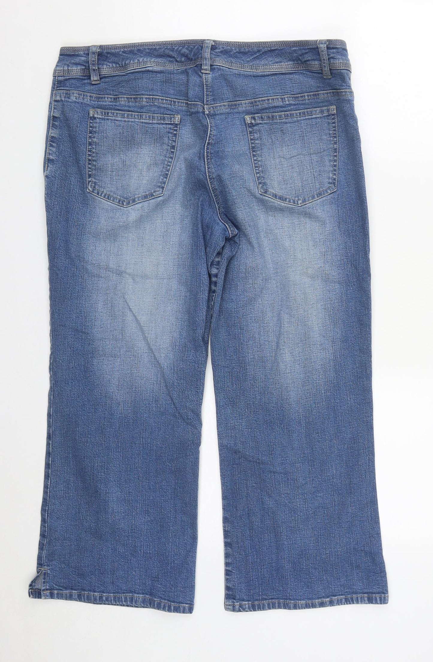 NEXT Womens Blue Floral Cotton Cropped Jeans Size 16 L25 in Regular Zip