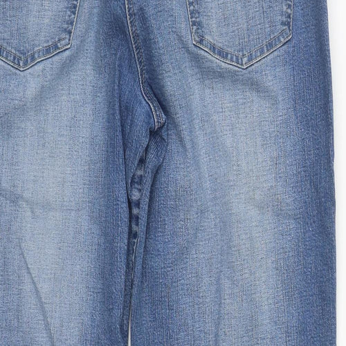 NEXT Womens Blue Floral Cotton Cropped Jeans Size 16 L25 in Regular Zip