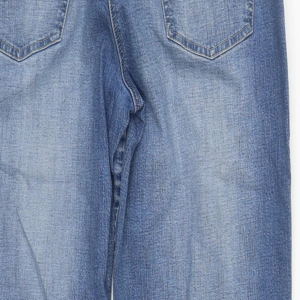NEXT Womens Blue Floral Cotton Cropped Jeans Size 16 L25 in Regular Zip