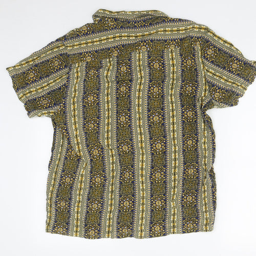 Brave Soul Womens Multicoloured Geometric Polyester Basic Button-Up Size XL Collared