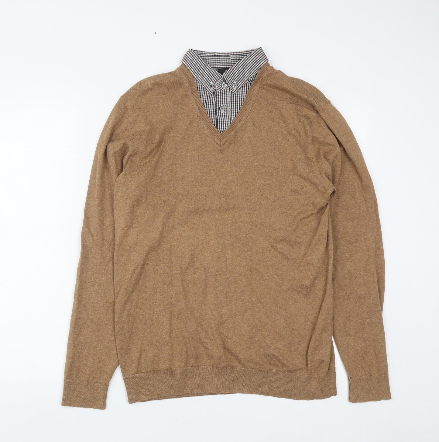 NEXT Mens Brown Collared  Cotton Pullover Jumper Size M