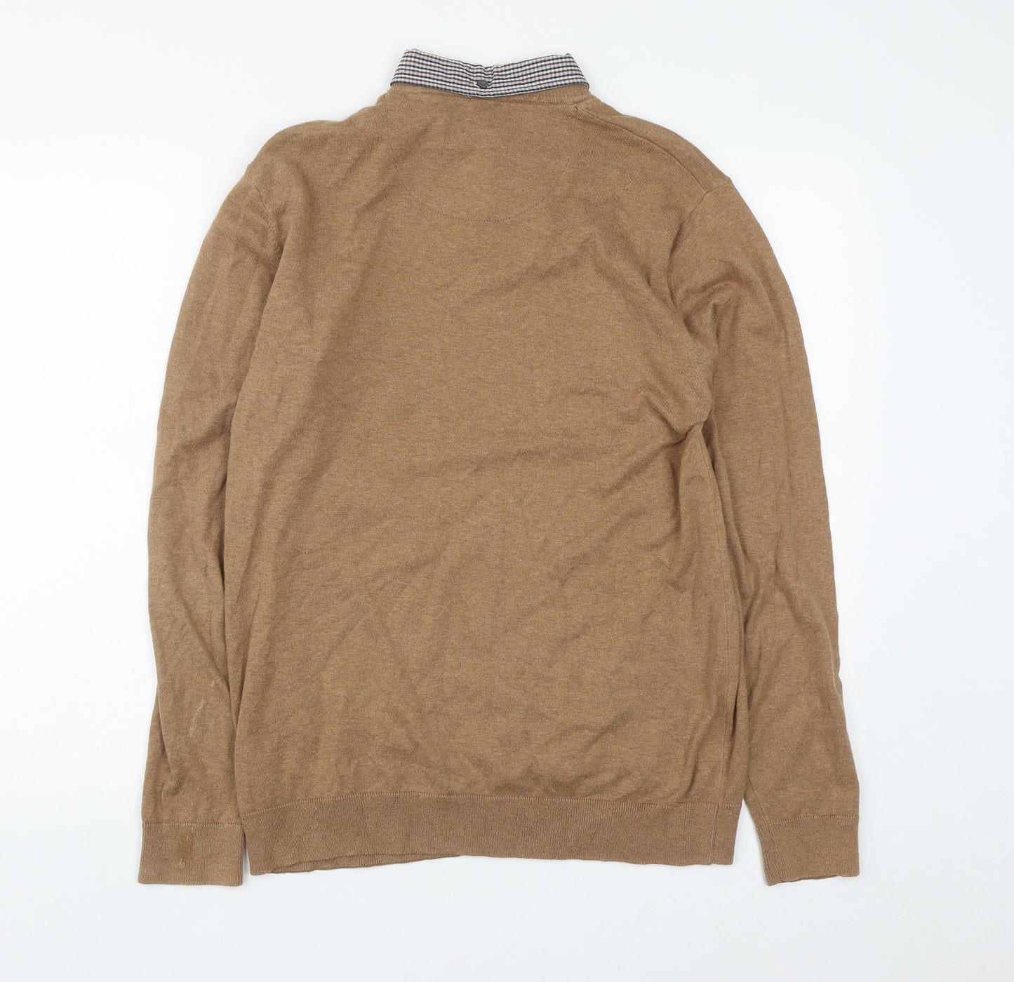 NEXT Mens Brown Collared  Cotton Pullover Jumper Size M