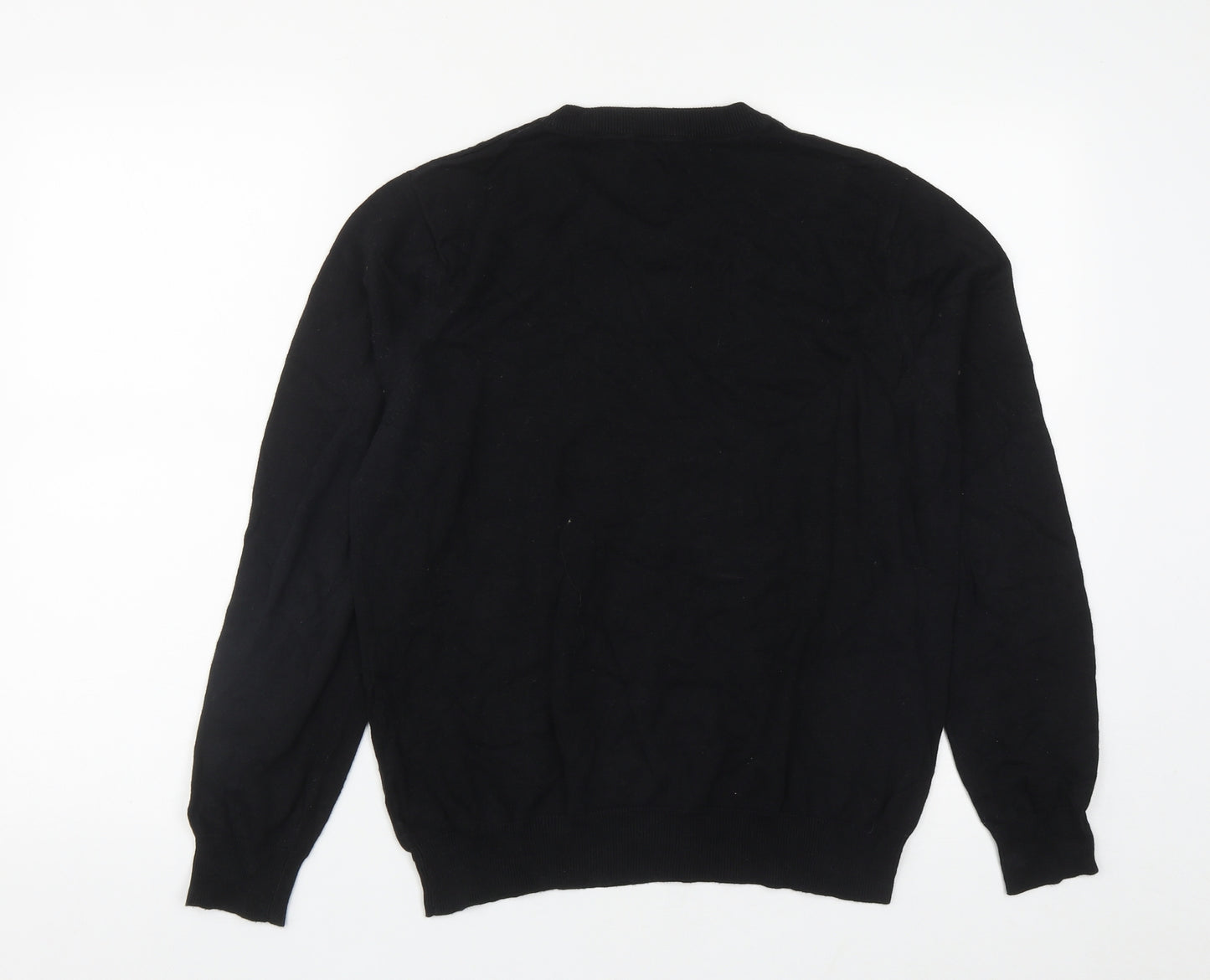 Voi Jeans Mens Black V-Neck  Cotton Pullover Jumper Size XL
