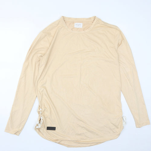 Saint Morta Mens Beige  Polyester  T-Shirt Size L Round Neck