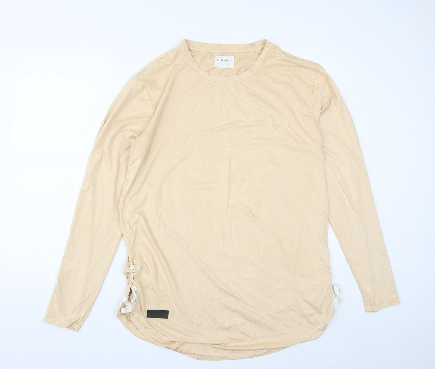 Saint Morta Mens Beige  Polyester  T-Shirt Size L Round Neck