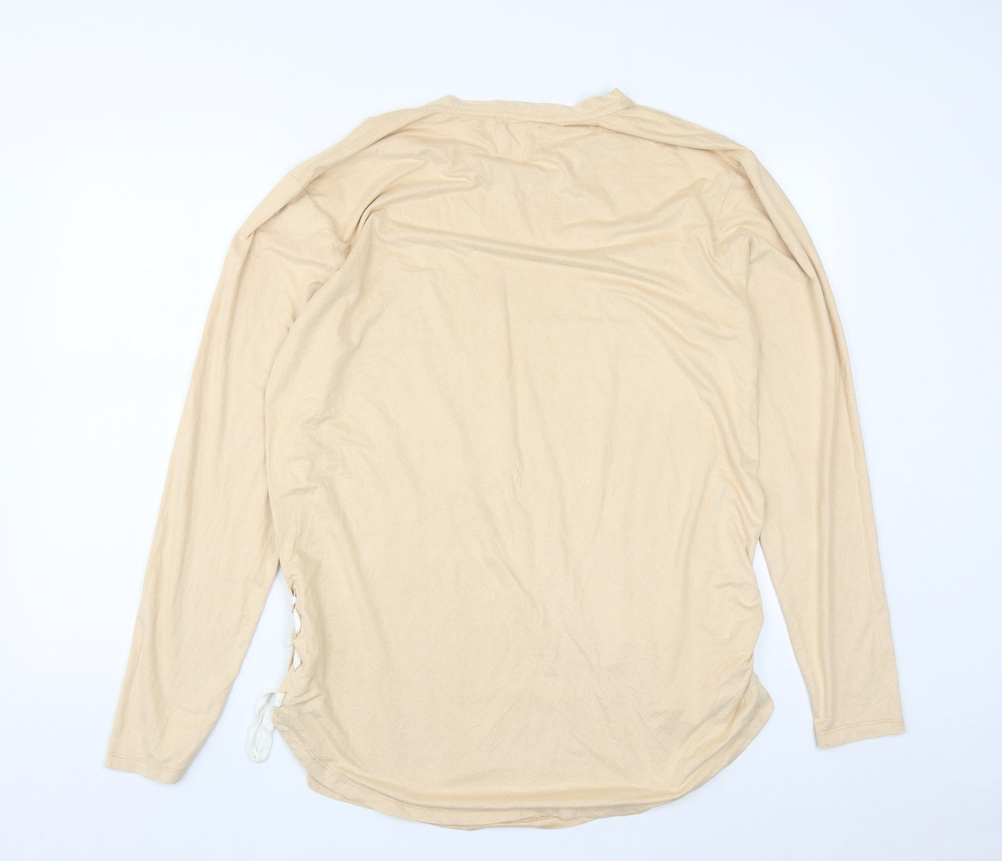 Saint Morta Mens Beige  Polyester  T-Shirt Size L Round Neck