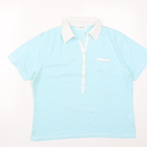 Fabrizo Womens Blue  Polyester Basic Polo Size XL Collared