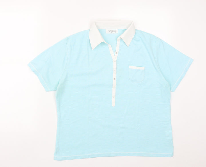 Fabrizo Womens Blue  Polyester Basic Polo Size XL Collared