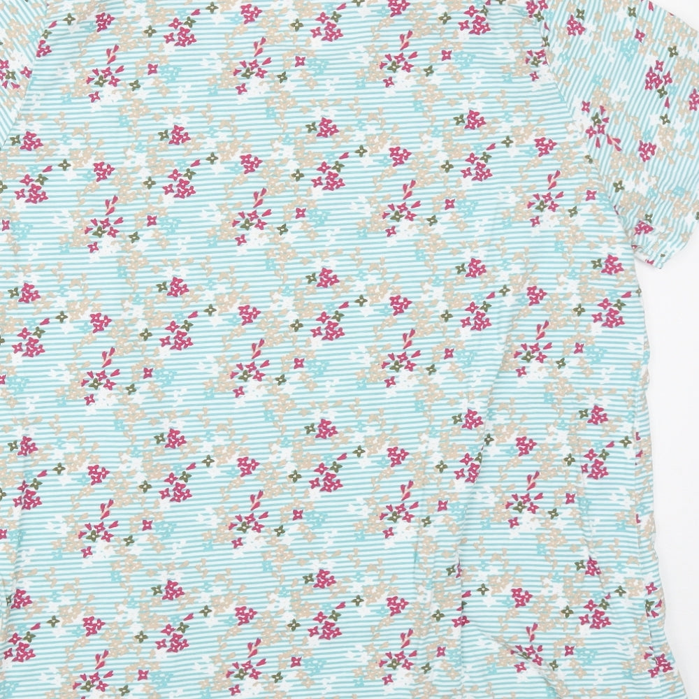 Tulchan Womens Multicoloured Floral Cotton Basic T-Shirt Size 20 Round Neck
