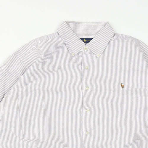 Ralph Lauren Mens Purple Plaid Cotton  Button-Up Size L Collared Button