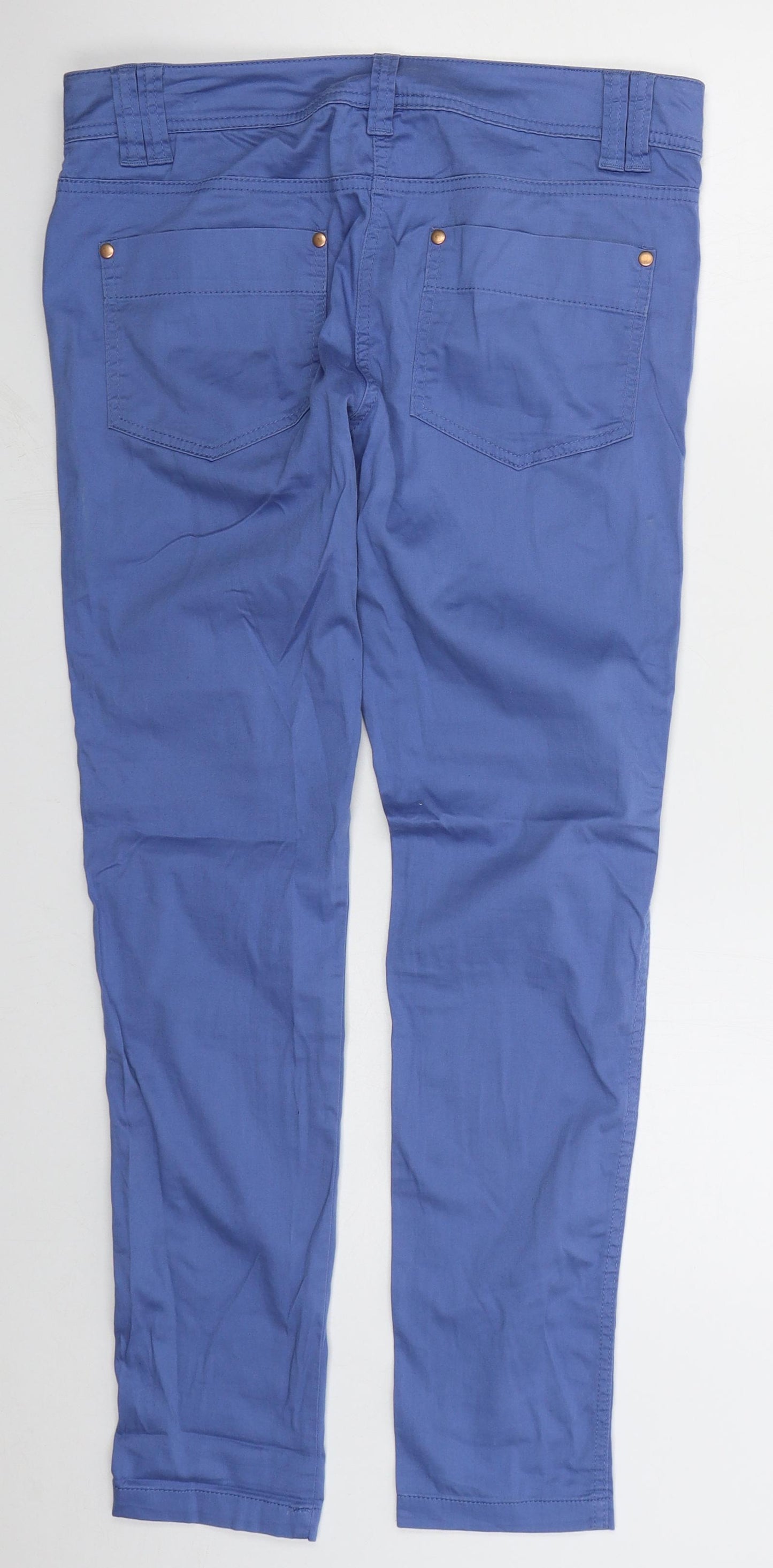 NEXT Womens Blue  Cotton Trousers  Size 10 L30 in Regular Button