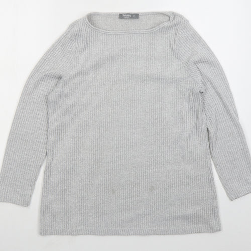 Nutmeg Womens Grey Boat Neck  Polyester Pullover Jumper Size 12