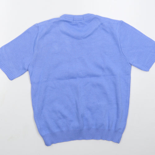 Merry Gold Womens Blue Crew Neck  Acrylic Pullover Jumper Size S