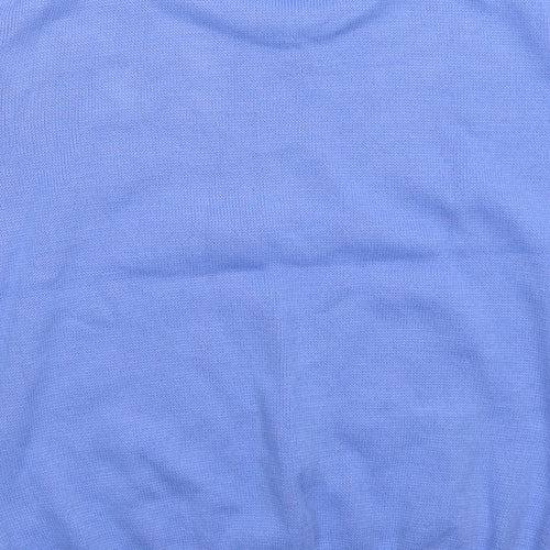 Merry Gold Womens Blue Crew Neck  Acrylic Pullover Jumper Size S