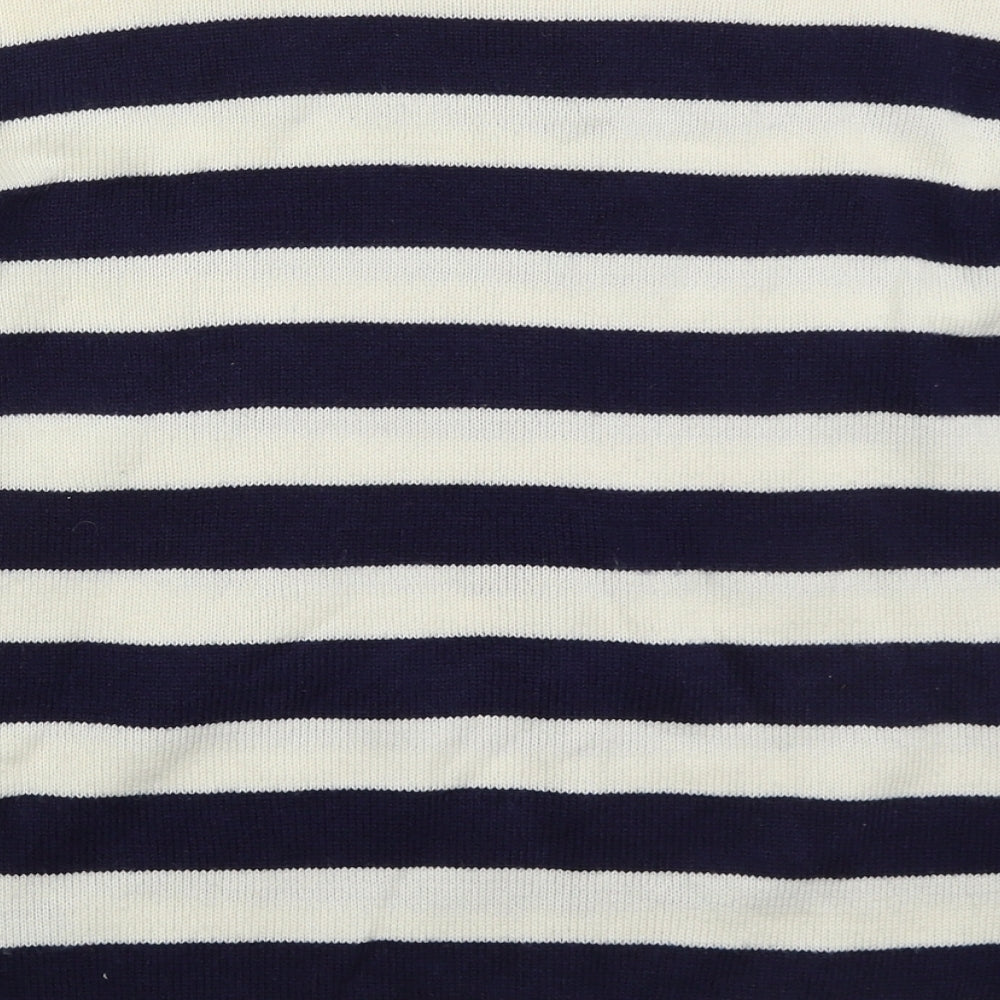 George Womens Blue Crew Neck Striped Acrylic Pullover Jumper Size 12