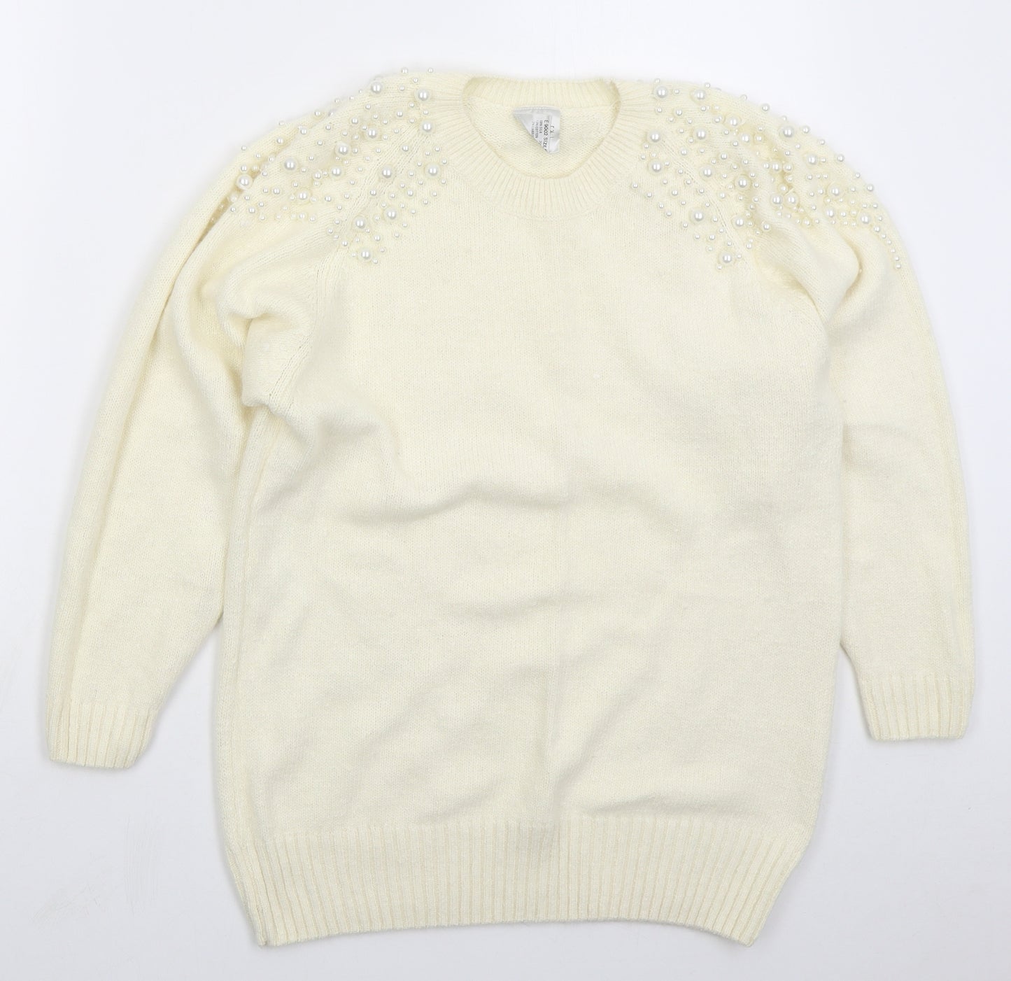 Classic Woman Womens Ivory Crew Neck  Silk Pullover Jumper Size 18