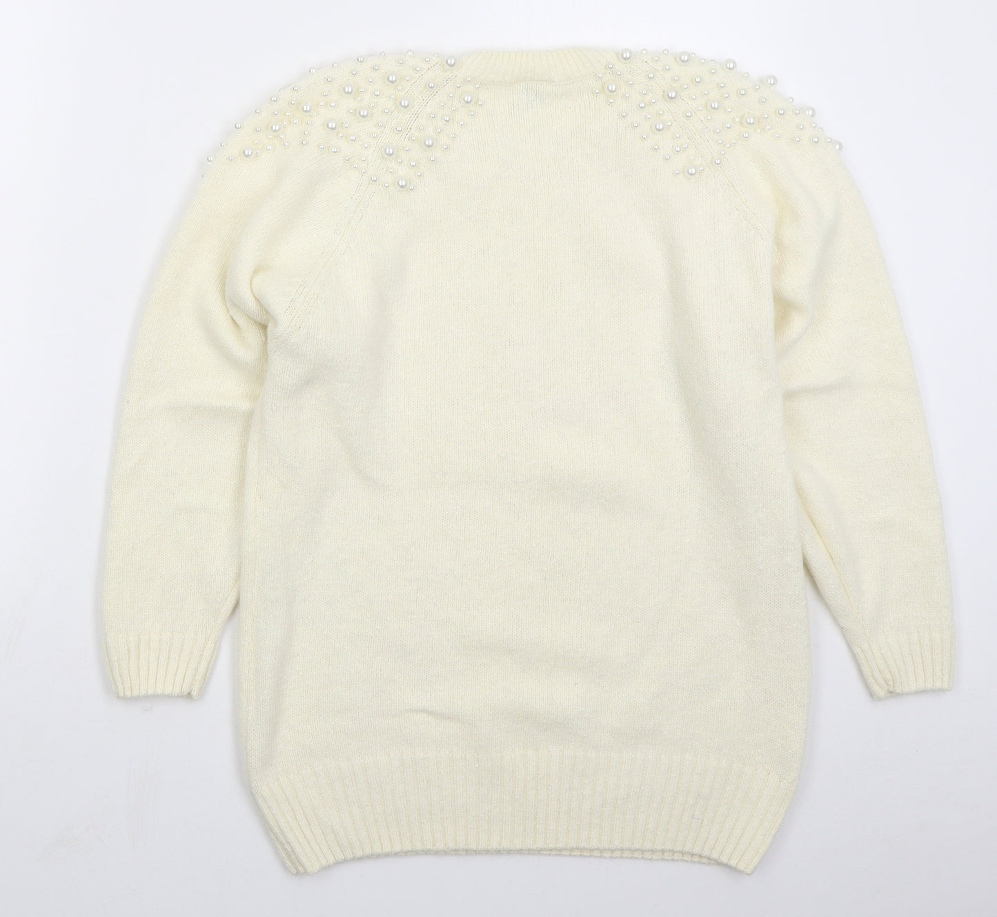 Classic Woman Womens Ivory Crew Neck  Silk Pullover Jumper Size 18