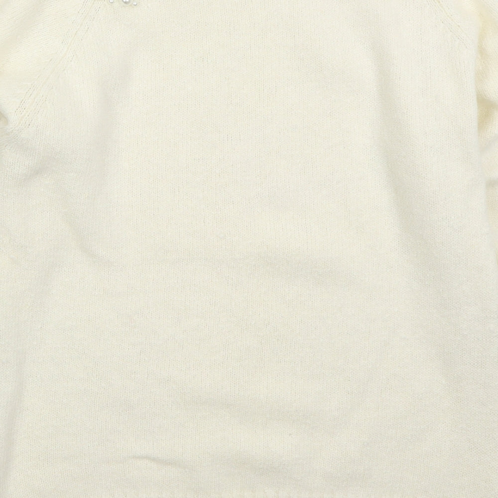 Classic Woman Womens Ivory Crew Neck  Silk Pullover Jumper Size 18