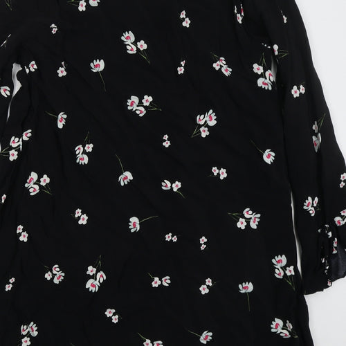 George Womens Black Floral Viscose A-Line  Size 12  V-Neck Pullover