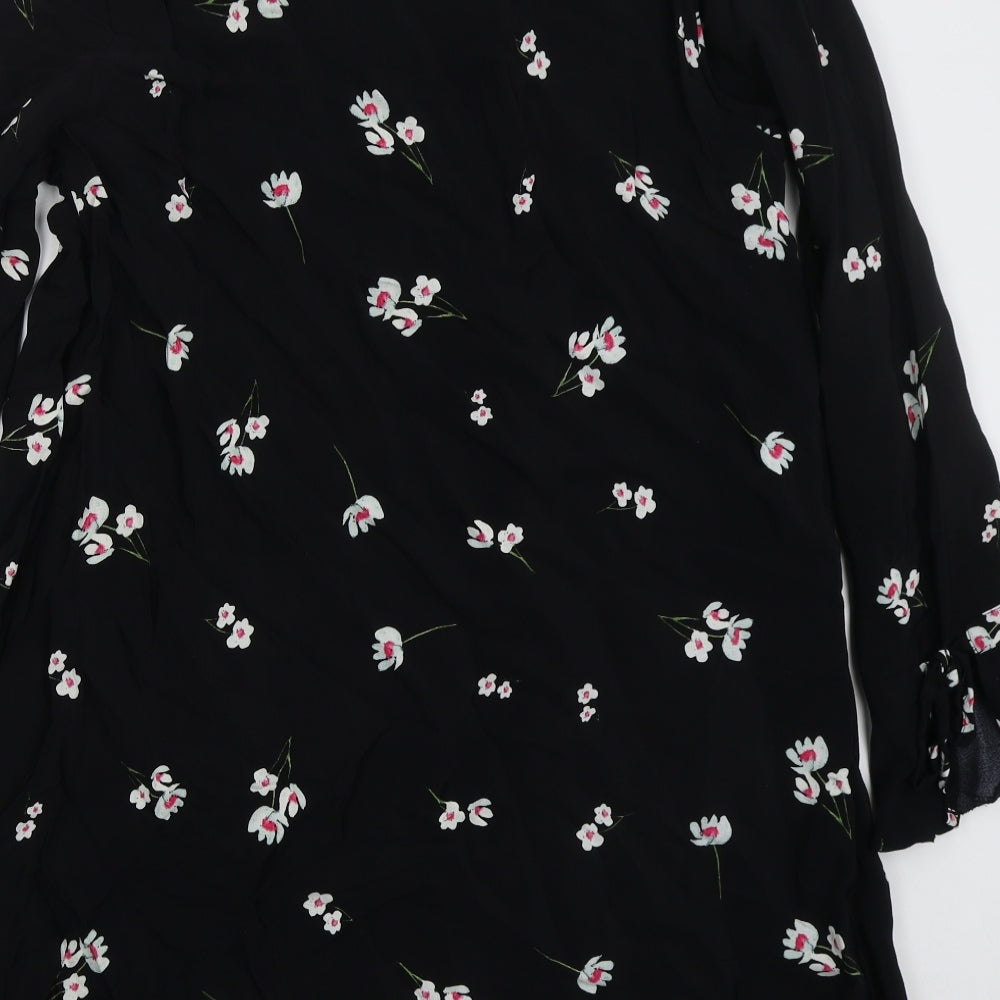 George Womens Black Floral Viscose A-Line  Size 12  V-Neck Pullover