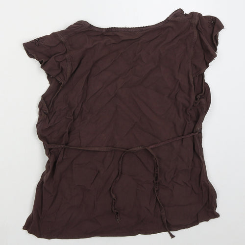 New Look Womens Brown  Viscose Basic Blouse Size 16 V-Neck