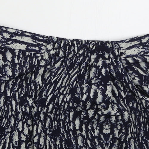 Marks and Spencer Womens Blue Animal Print Polyester Mini Skirt Size 12   Zip