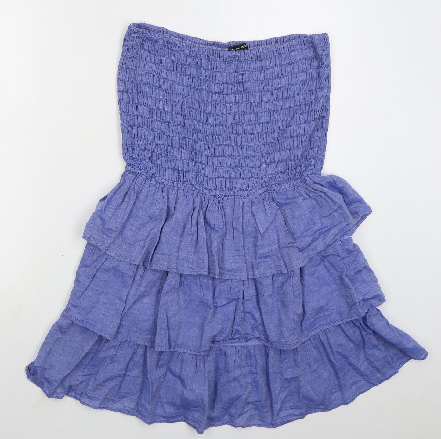 Atmosphere Womens Blue  Cotton Mini  Size 14  Off the Shoulder Pullover