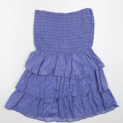 Atmosphere Womens Blue  Cotton Mini  Size 14  Off the Shoulder Pullover