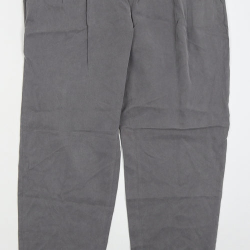 Monogram Womens Grey  Lyocell Trousers  Size 14 L26 in Regular Hook & Eye