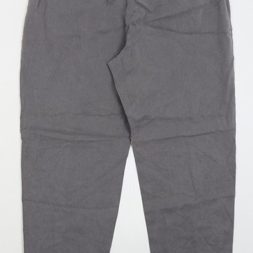 Monogram Womens Grey  Lyocell Trousers  Size 14 L26 in Regular Hook & Eye