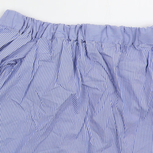 TU Womens Blue Striped Cotton Basic Blouse Size 8 Off the Shoulder