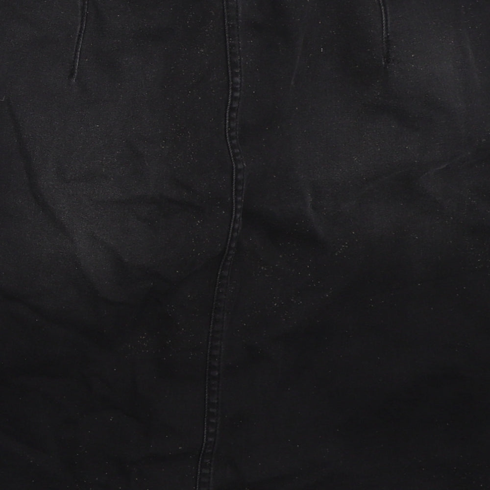 Marks and Spencer Womens Black  Cotton A-Line Skirt Size 12   Button