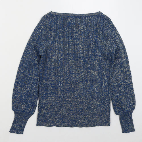 Marks and Spencer Womens Blue Boat Neck  Viscose Pullover Jumper Size S